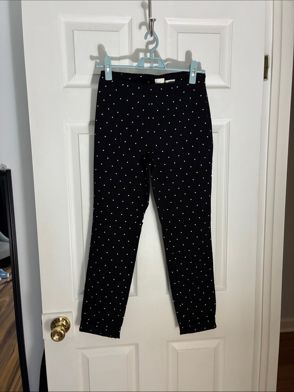 a new day Black Leggings with White Polka Dots